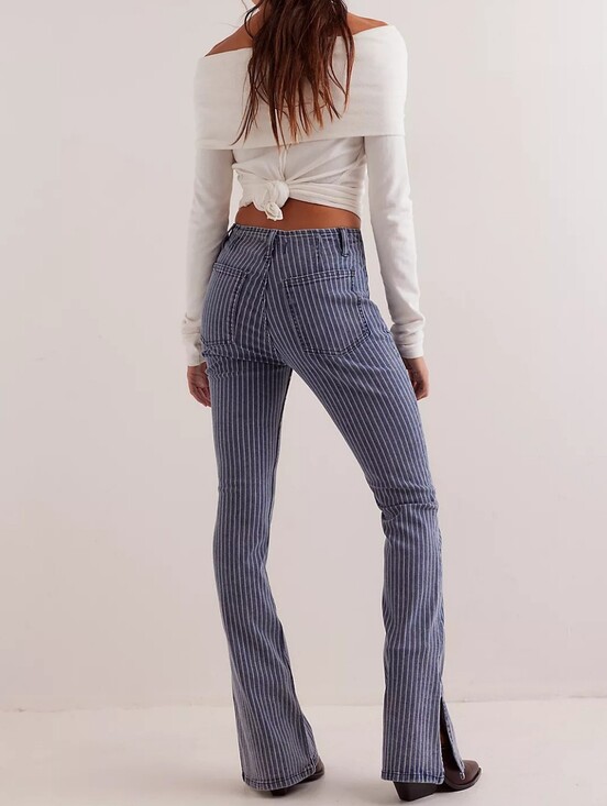 Free People Denim - NWT Free People We The Free Level Up Faded Railroad Pinstripe Bootcut Jeans